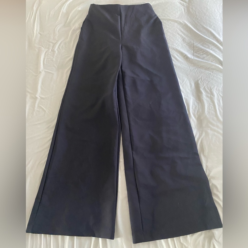Carbon38 Small Wide-Leg Stretch Pant Black
